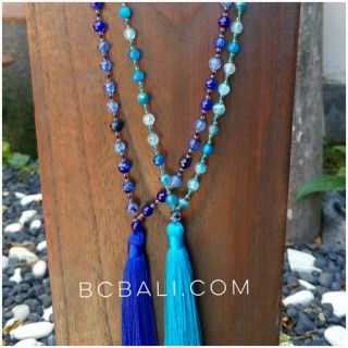 ceramic stones glass beads necklaces tassels bali